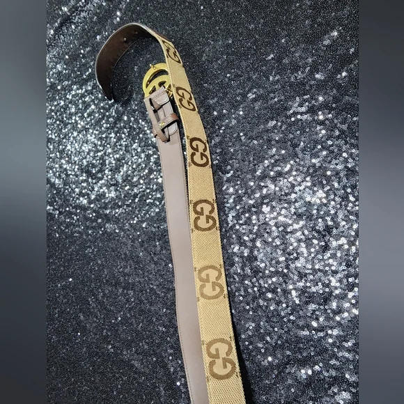 GUCCI 400593 Jumbo GG Canvas Leather Belt Waist 120 48 - Picture 3 of 10